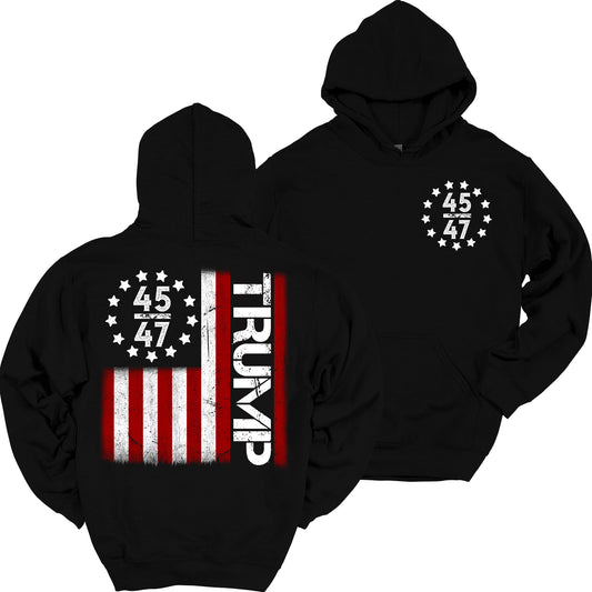 Trump 45 47 Hoodie Patriotic Heavy Blend Hooded Sweatshirt