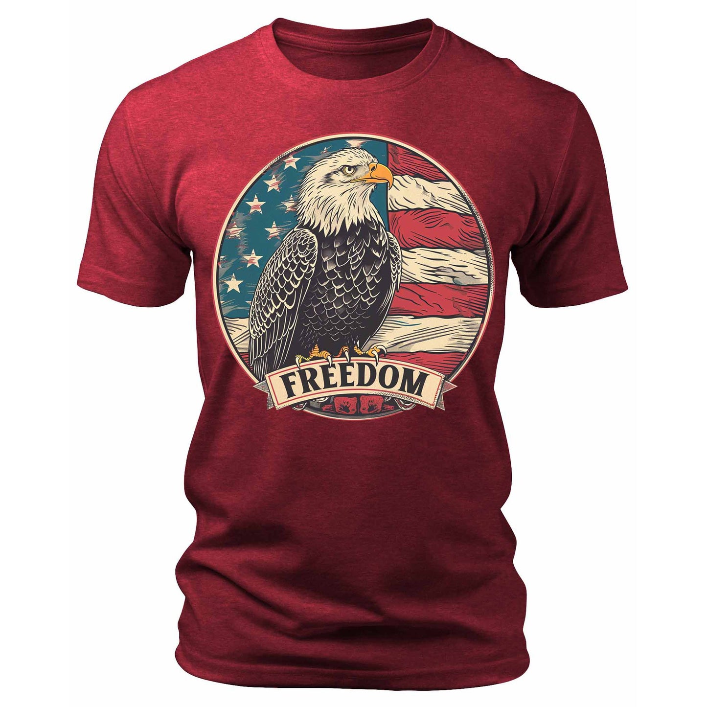 Men's Freedom American Eagle USA Flag T-Shirts Patriotic Short Sleeve Crewneck Graphic Tees