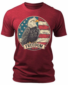 Men's Freedom American Eagle USA Flag T-Shirts Patriotic Short Sleeve Crewneck Graphic Tees