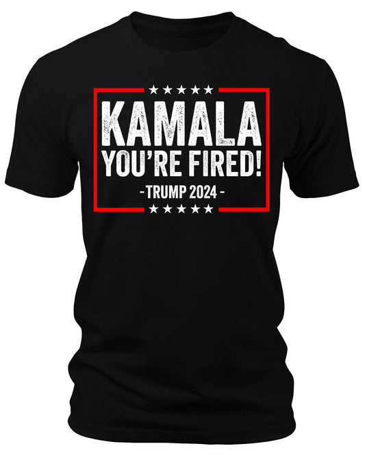 Men's Kamala You're Fired T-Shirts Patriotic Short Sleeve Crewneck Graphic Tees