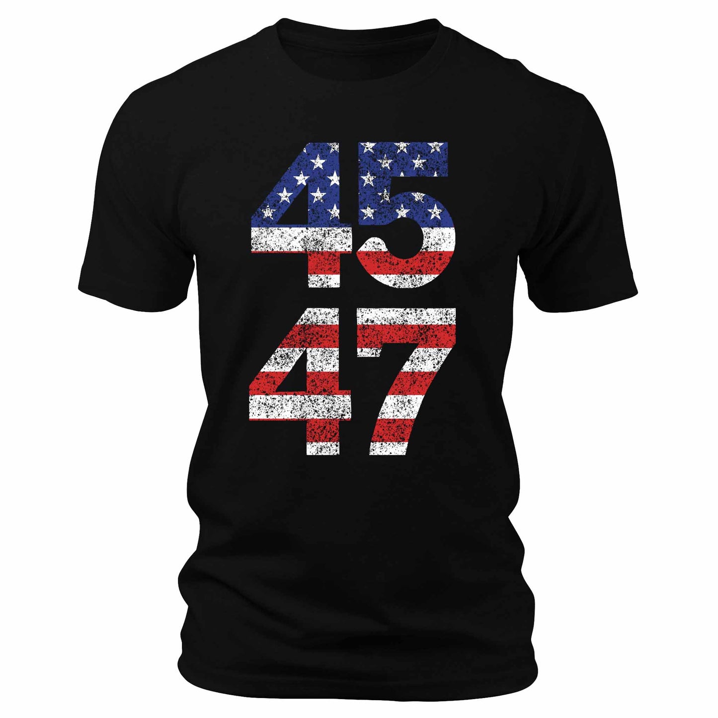 Men's 45 47 American Flag Trump Patriotic Graphic T-Shirt