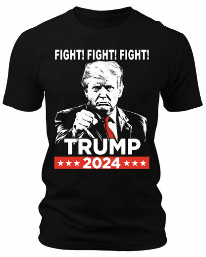 Men's Trump 2024 Fight Fight Fight T-Shirts Patriotic Short Sleeve Crewneck Graphic Tees