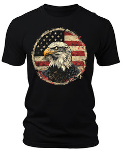 Men's Eagle American Flag 4th of July T-Shirts Patriotic Short Sleeve Crewneck Graphic Tees