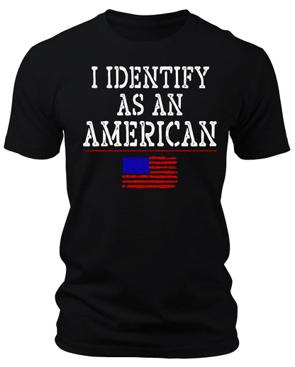 Men's 4th Of July I Identify As As American Flag T-Shirts Patriotic Short Sleeve Crewneck Graphic Tees