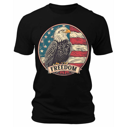 Men's Freedom American Eagle USA Flag T-Shirts Patriotic Short Sleeve Crewneck Graphic Tees