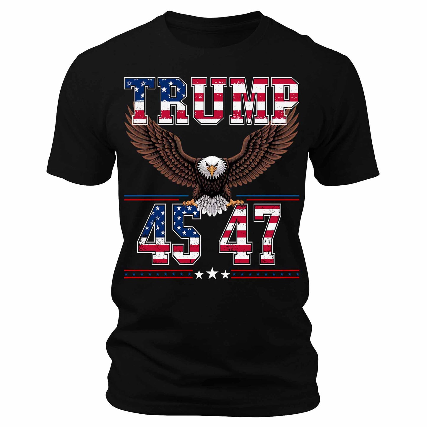 Men's Trump President 45 47 American Eagle American Flag Patriotic Graphic Tee