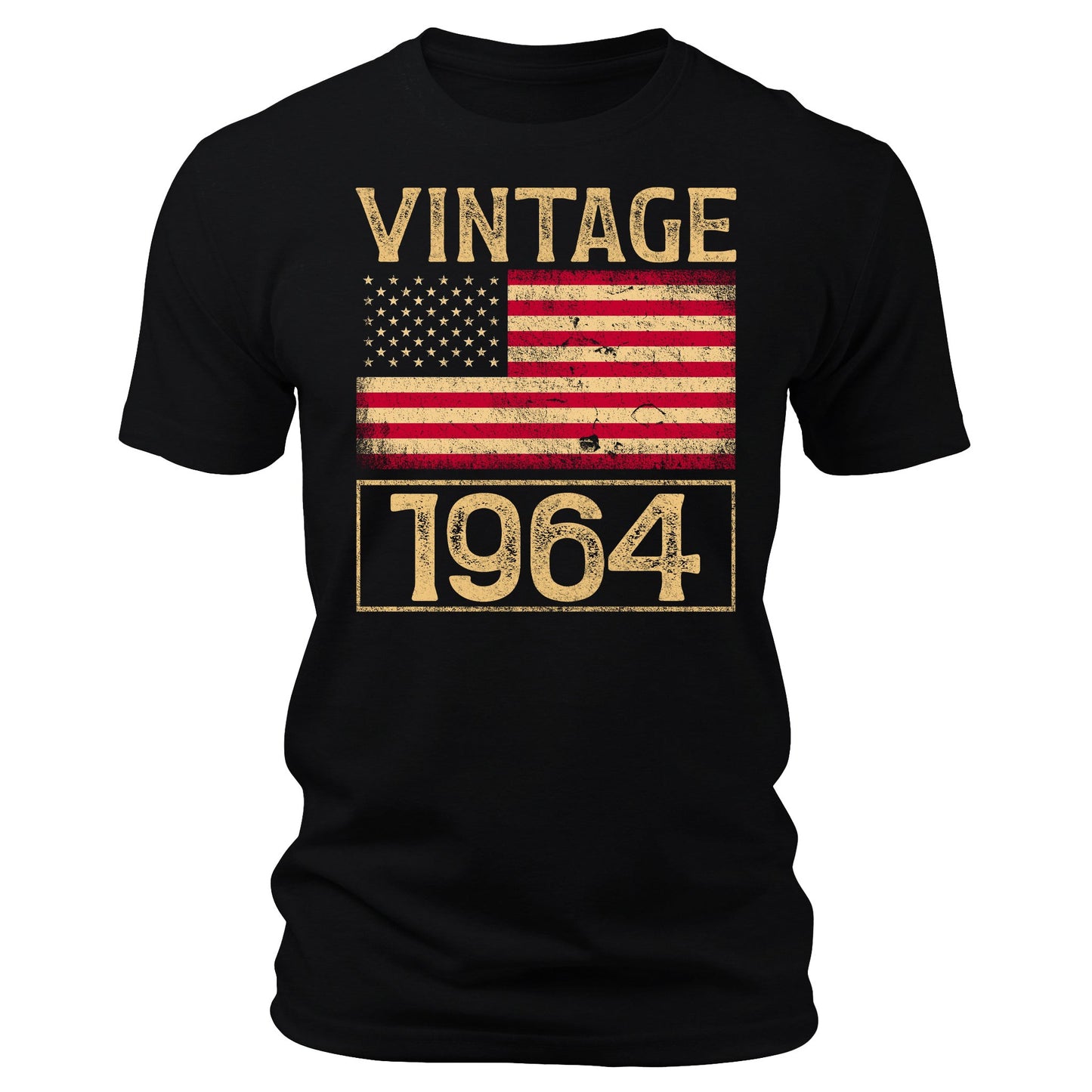 Men's Vintage 1964 60th Birthday Gifts 60 Years Old American Flag T-Shirts Patriotic Crewneck Graphic Tees