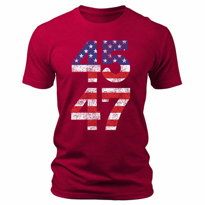 Men's 45 47 American Flag Trump Patriotic Graphic T-Shirt