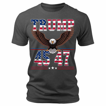 Men's Trump President 45 47 American Eagle American Flag Patriotic Graphic Tee