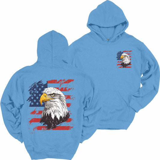 American Eagle American Flag Hoodie Patriotic Heavy Blend Hooded Sweatshirt