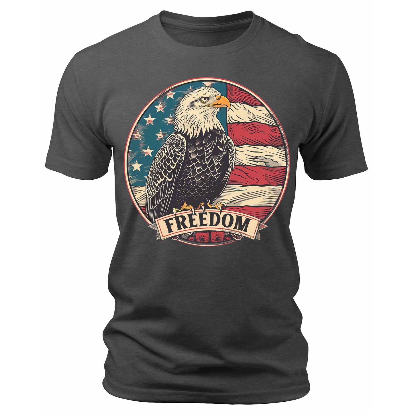 Men's Freedom American Eagle USA Flag T-Shirts Patriotic Short Sleeve Crewneck Graphic Tees