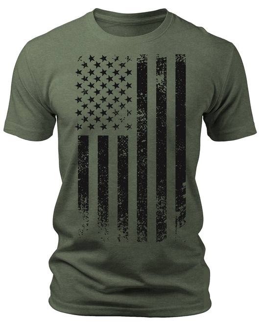 Men's Graphic T Shirts - Black Flag Patriotic Short Sleeve Crewneck Shirts