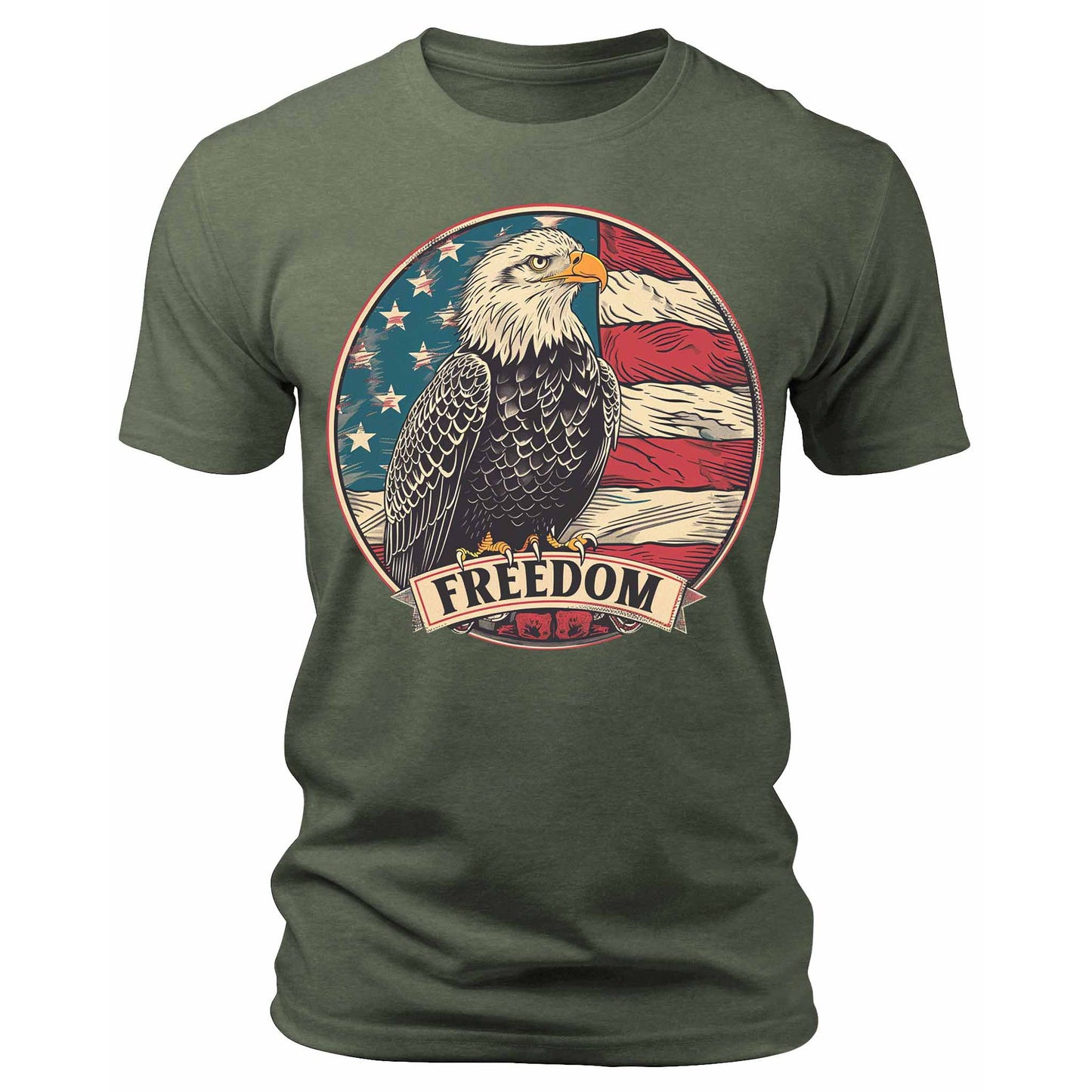 Men's Freedom American Eagle USA Flag T-Shirts Patriotic Short Sleeve Crewneck Graphic Tees