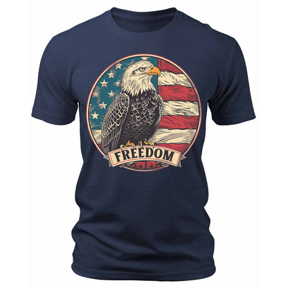 Men's Freedom American Eagle USA Flag T-Shirts Patriotic Short Sleeve Crewneck Graphic Tees