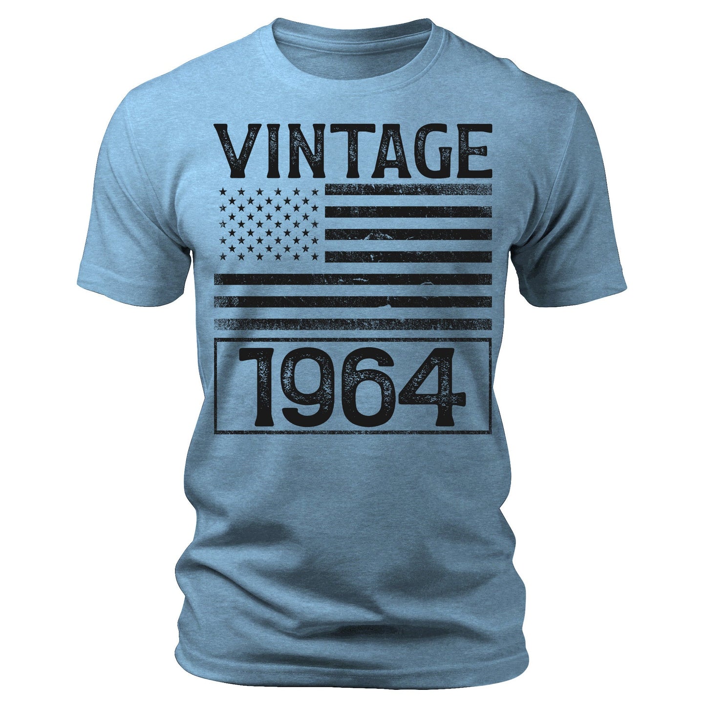 Men's Vintage 1964 60th Birthday Gifts 60 Years Old American Flag T-Shirts Patriotic Graphic Tees