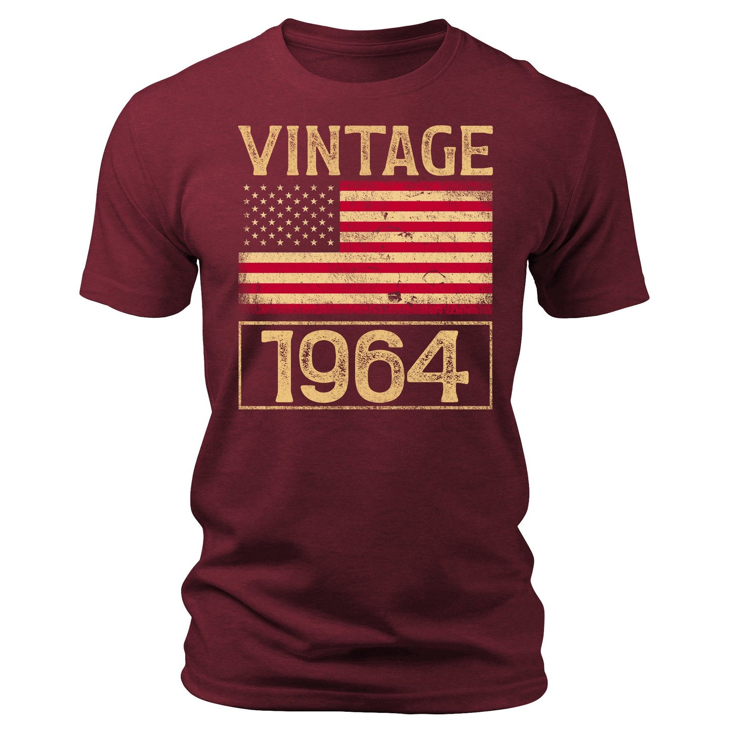 Men's Vintage 1964 60th Birthday Gifts 60 Years Old American Flag T-Shirts Patriotic Crewneck Graphic Tees