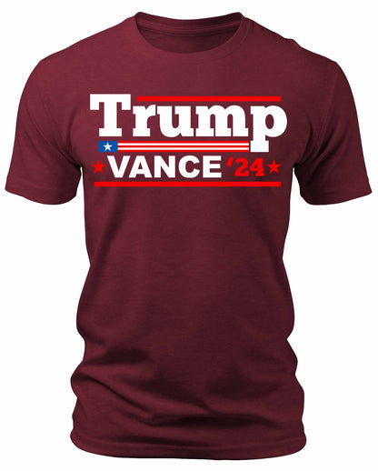 Men's Trump Vance 2024 T-Shirts Patriotic Election Rally Short Sleeve Crewneck Graphic Tees