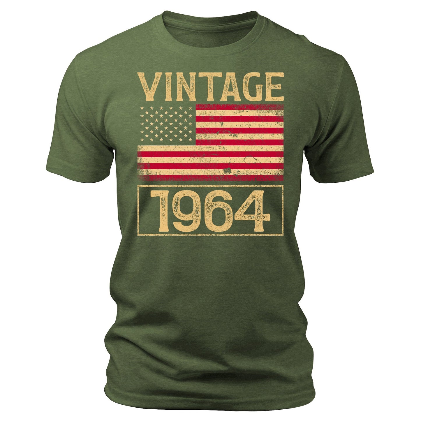 Men's Vintage 1964 60th Birthday Gifts 60 Years Old American Flag T-Shirts Patriotic Crewneck Graphic Tees