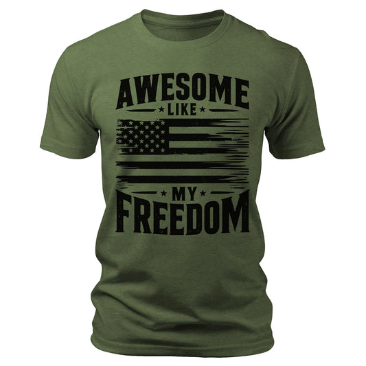 Men's Awesome Like My Freedom T-Shirts Patriotic Short Sleeve Crewneck Graphic Tees