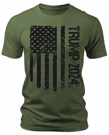 Men's Trump 2024 American Flag T-Shirts Patriotic Short Sleeve Crewneck Graphic Tees