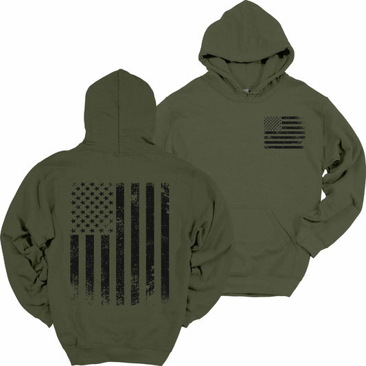 Distressed American Flag Hoodie Patriotic Heavy Blend Hooded Sweatshirt