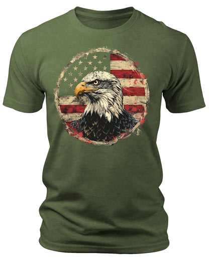 Men's Eagle American Flag 4th of July T-Shirts Patriotic Short Sleeve Crewneck Graphic Tees