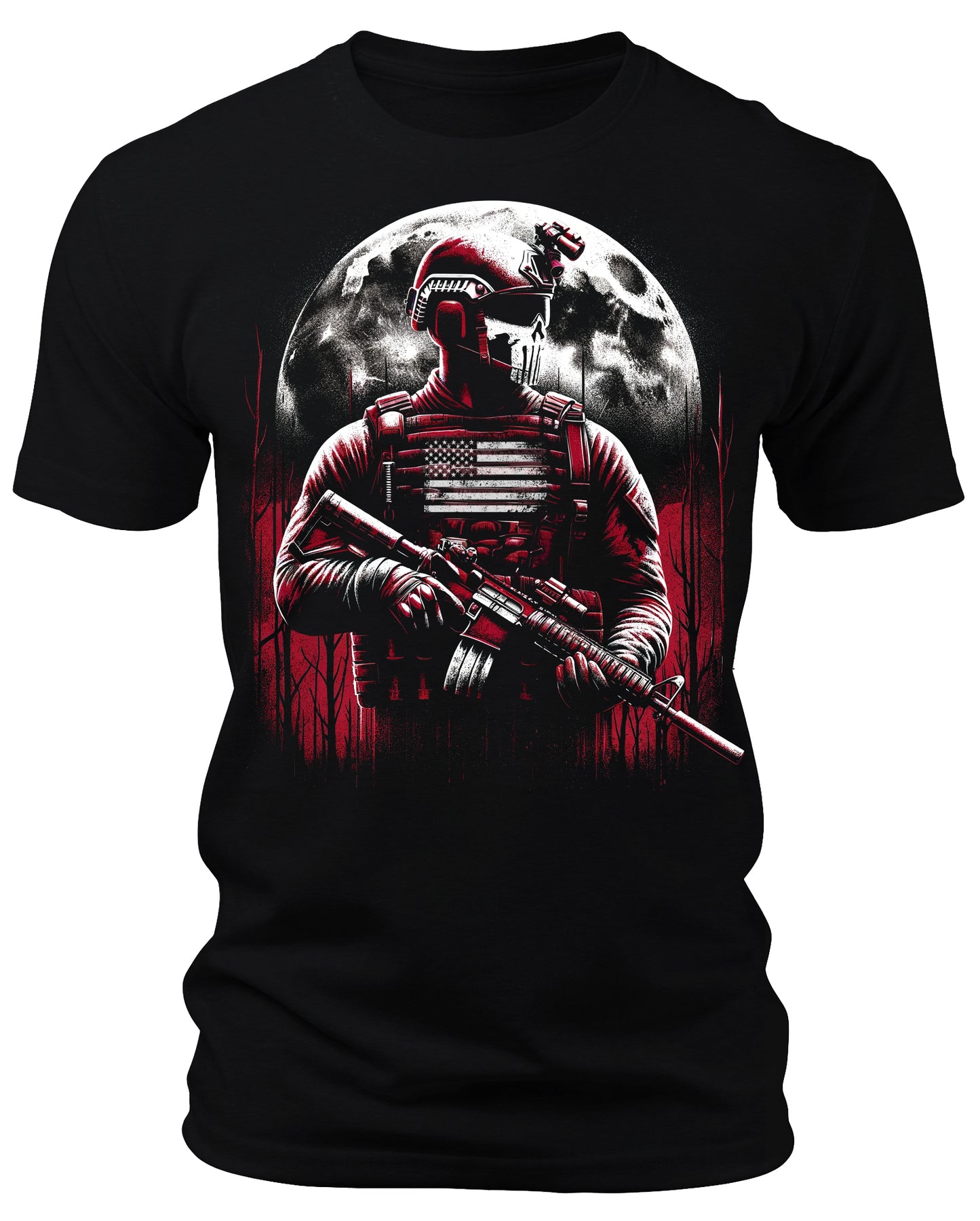 Men's Graphic T Shirts - Moonlight Reaper Patriotic Short Sleeve Crewneck Shirt