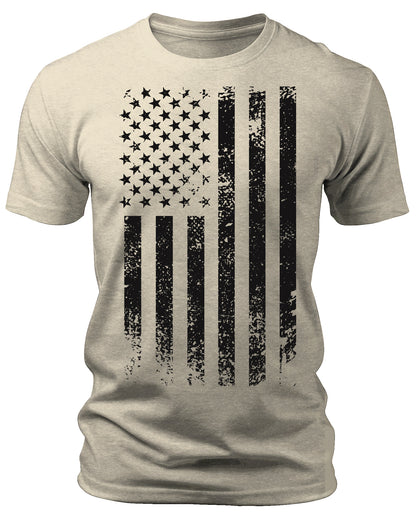 Men's Graphic T Shirts - Black Flag Patriotic Short Sleeve Crewneck Shirts