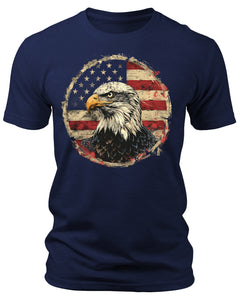 Men's Eagle American Flag 4th of July T-Shirts Patriotic Short Sleeve Crewneck Graphic Tees