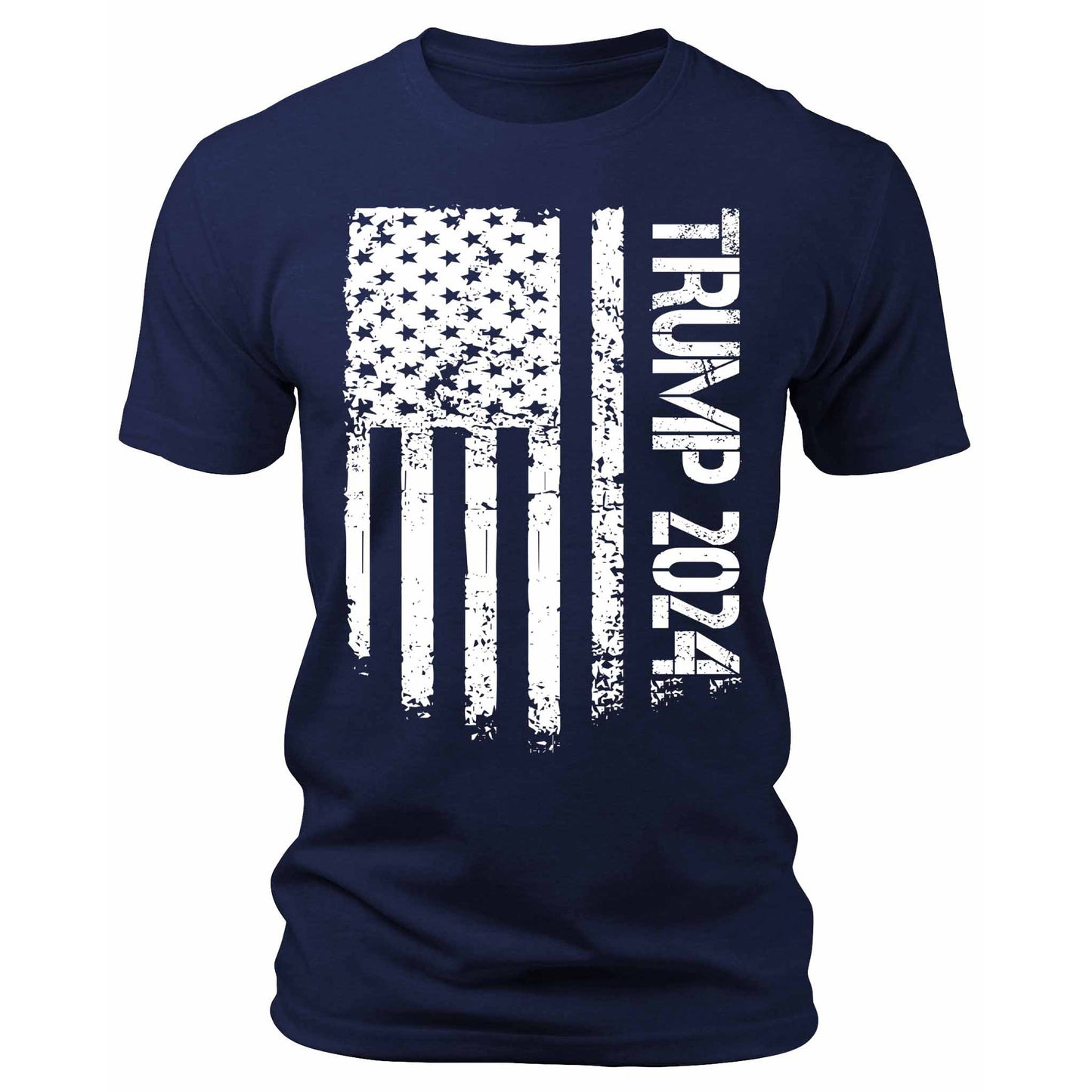 Men's Trump 2024 American Flag White T-Shirts Patriotic Short Sleeve Crewneck Graphic Tees