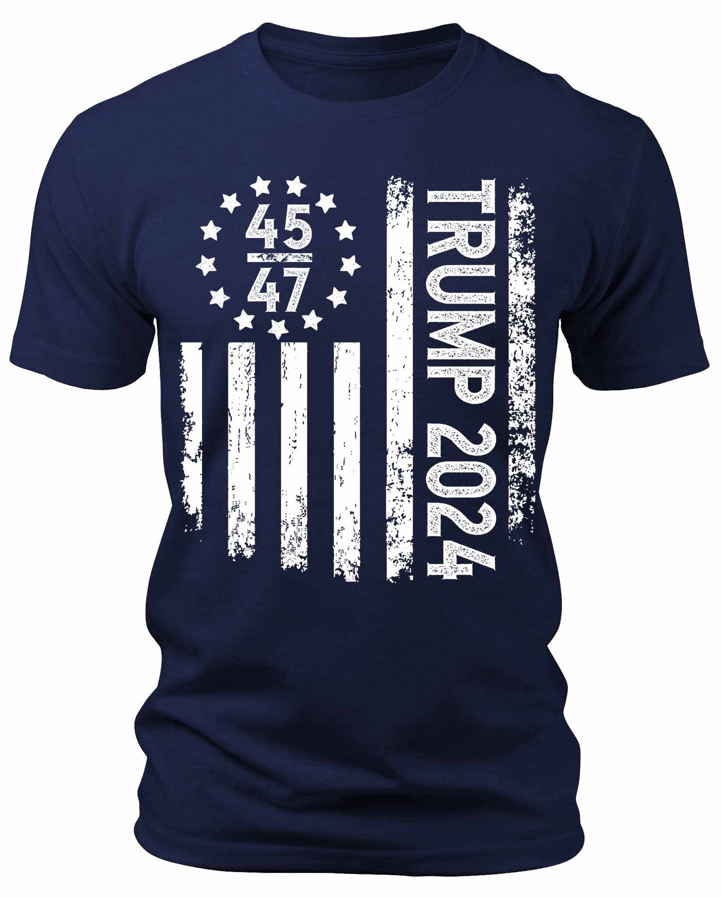 Men's Trump 2024 45 / 47 American Flag T-Shirts Patriotic Short Sleeve Crewneck Graphic Tees