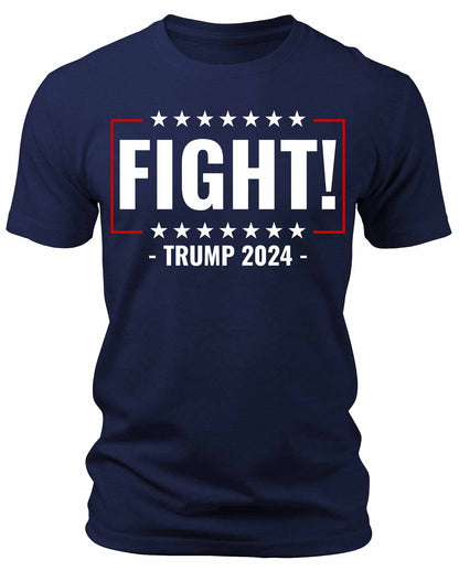 Men's Trump 2024 Fight T-Shirts Patriotic Short Sleeve Crewneck Graphic Tees