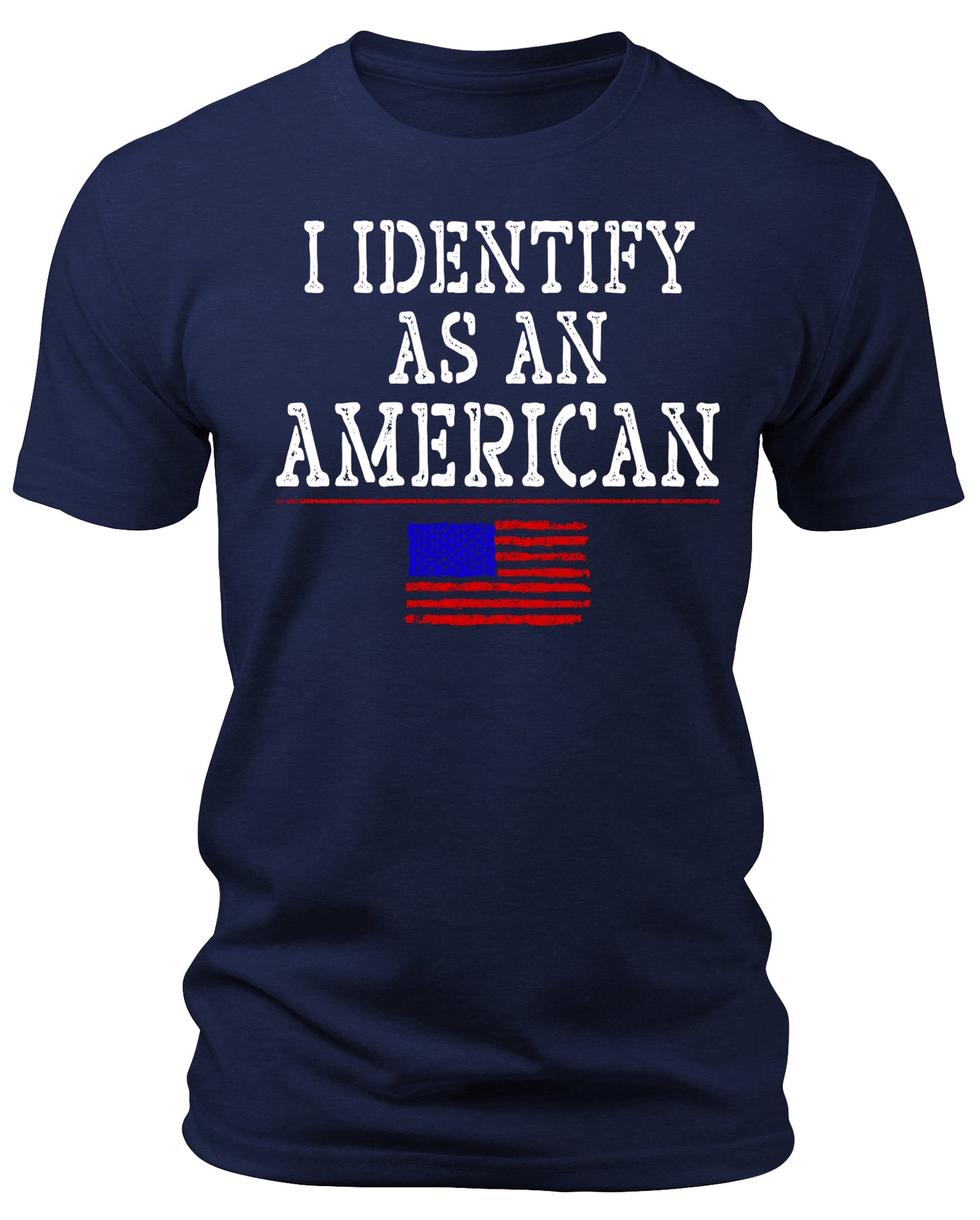 Men's 4th Of July I Identify As As American Flag T-Shirts Patriotic Short Sleeve Crewneck Graphic Tees