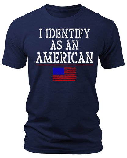 Men's 4th Of July I Identify As As American Flag T-Shirts Patriotic Short Sleeve Crewneck Graphic Tees