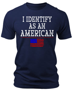 Men's 4th Of July I Identify As As American Flag T-Shirts Patriotic Short Sleeve Crewneck Graphic Tees
