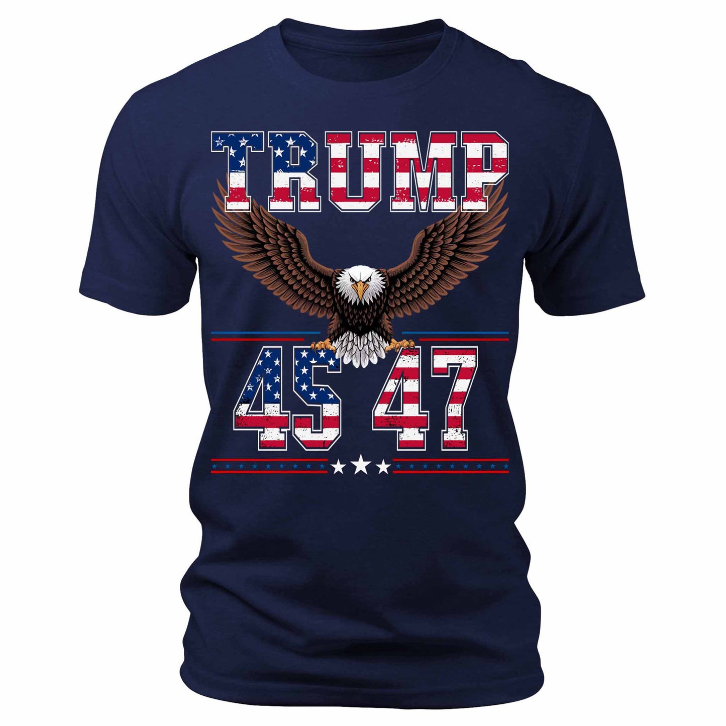 Men's Trump President 45 47 American Eagle American Flag Patriotic Graphic Tee