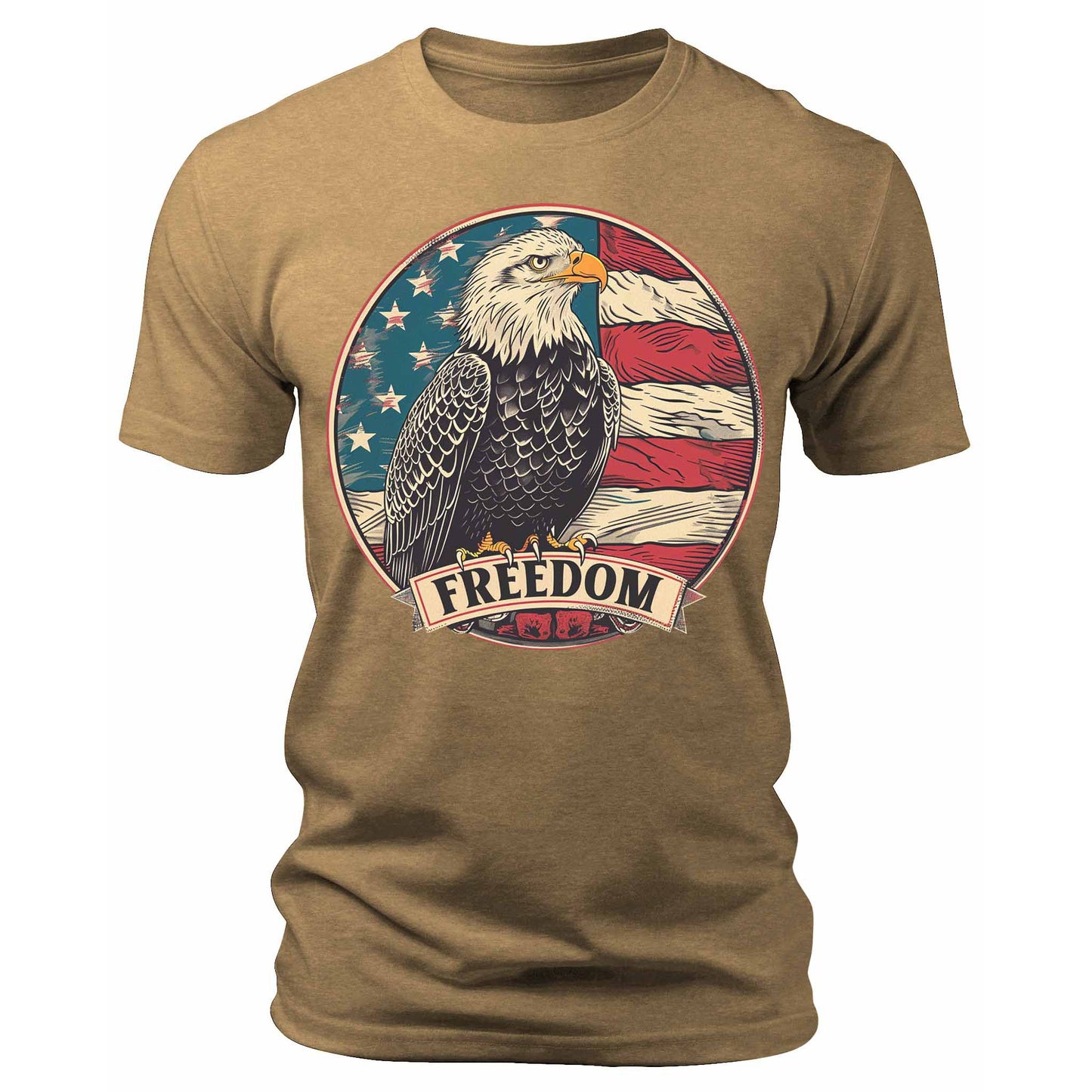 Men's Freedom American Eagle USA Flag T-Shirts Patriotic Short Sleeve Crewneck Graphic Tees