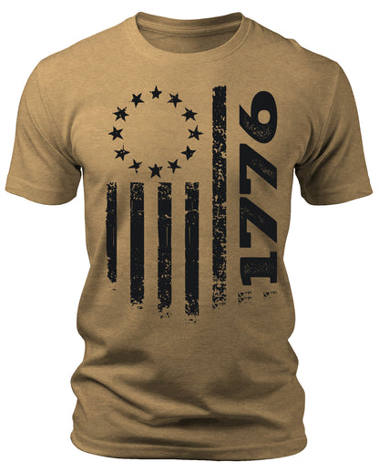 Men's 1776 Flag T-Shirts Patriotic Short Sleeve Crewneck Graphic Tees