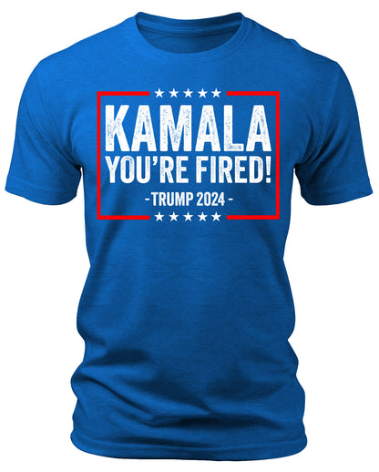 Men's Kamala You're Fired T-Shirts Patriotic Short Sleeve Crewneck Graphic Tees