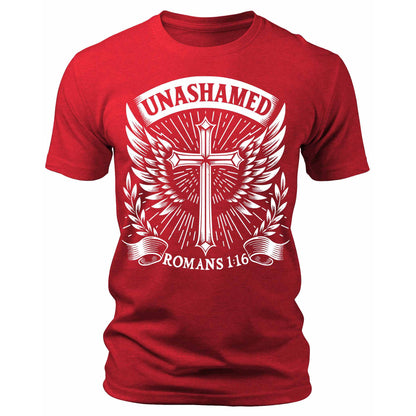 Men's Unashamed Romans 1:16 T-Shirts Christian Short Sleeve Crewneck Graphic Tees