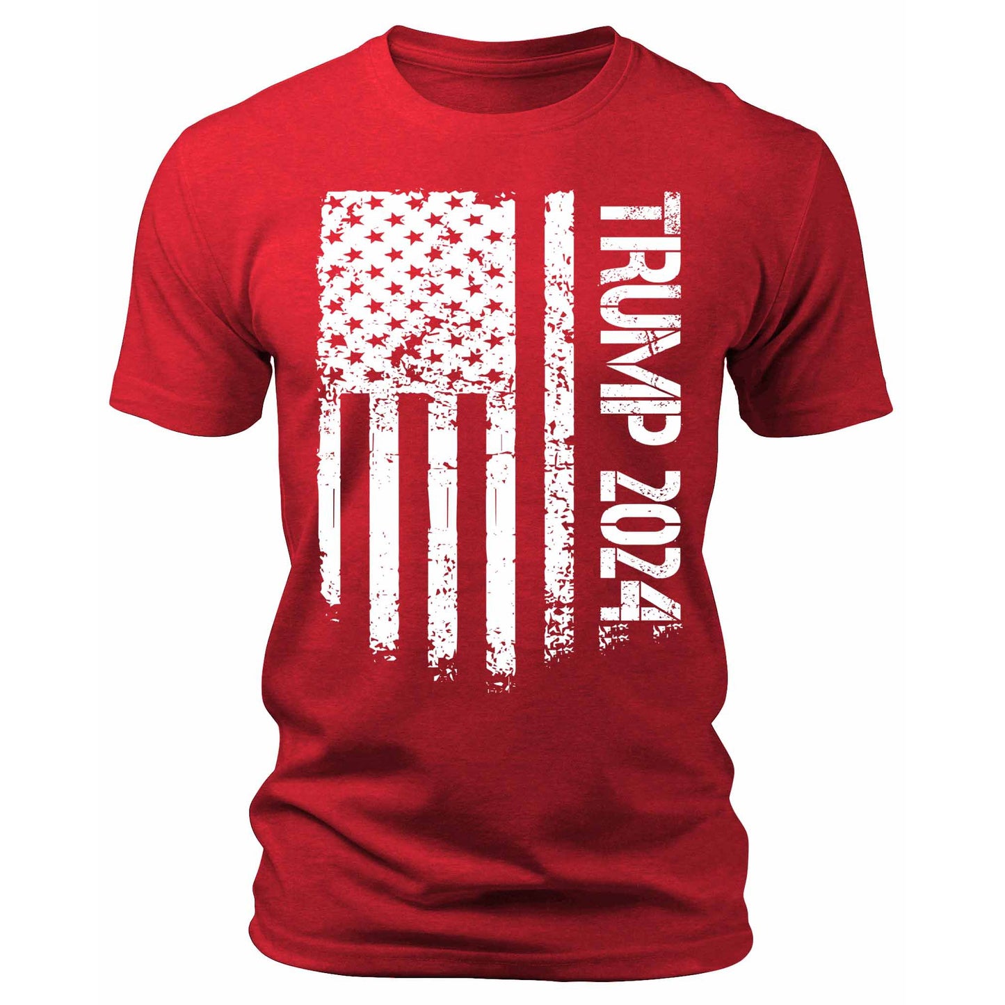 Men's Trump 2024 American Flag White T-Shirts Patriotic Short Sleeve Crewneck Graphic Tees