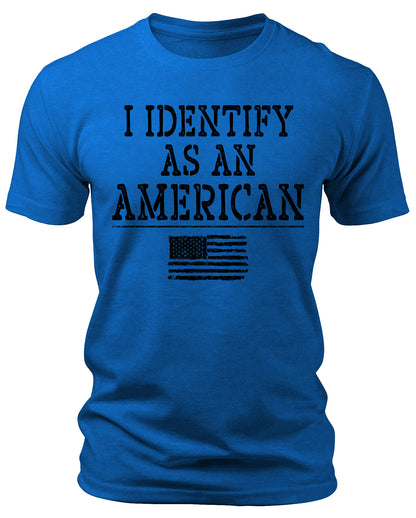 Men's I Identify As As American 4th Of July T-Shirts Patriotic Short Sleeve Crewneck Graphic Tees