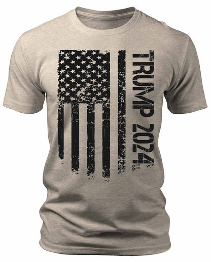 Men's Trump 2024 American Flag T-Shirts Patriotic Short Sleeve Crewneck Graphic Tees