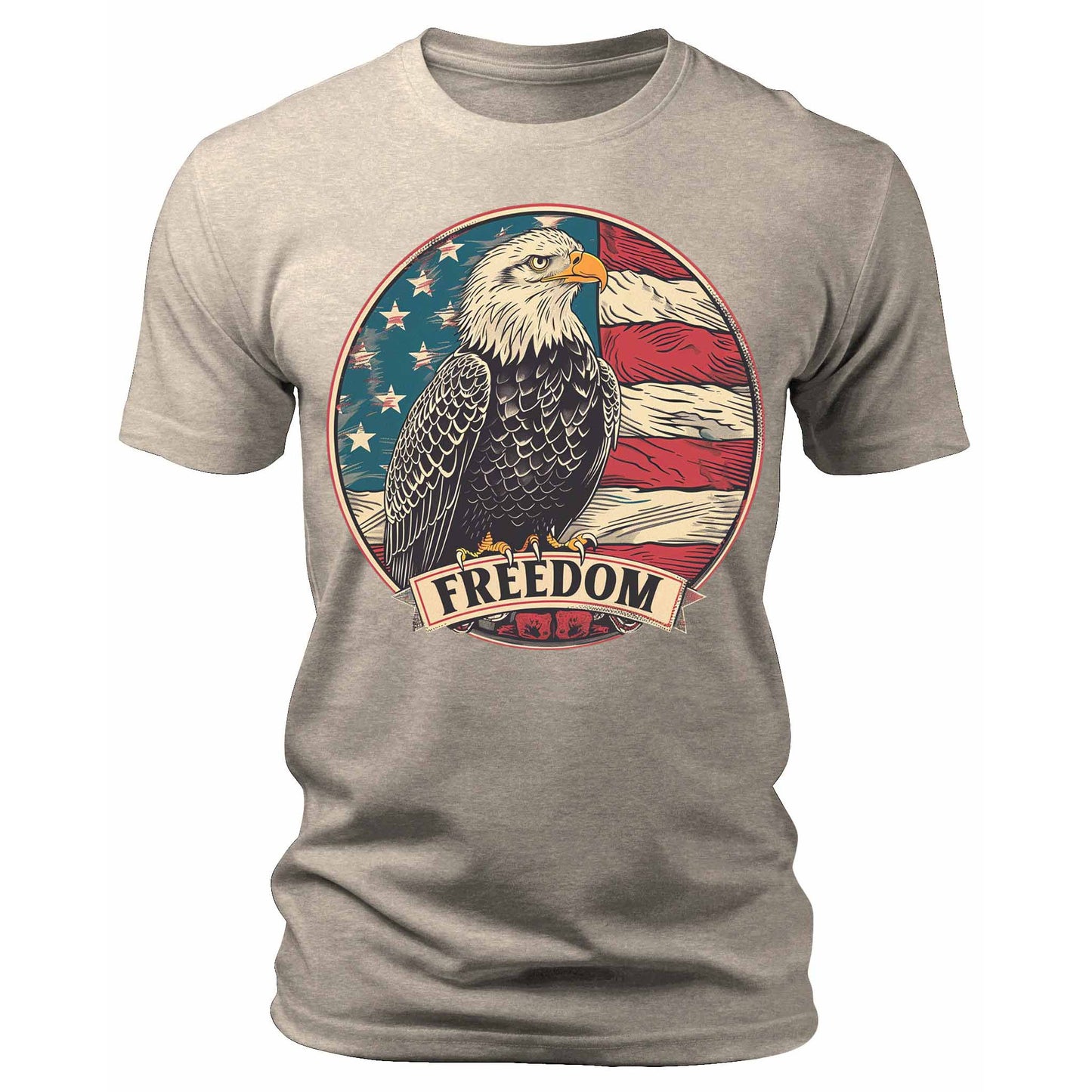 Men's Freedom American Eagle USA Flag T-Shirts Patriotic Short Sleeve Crewneck Graphic Tees