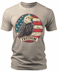 Men's Freedom American Eagle USA Flag T-Shirts Patriotic Short Sleeve Crewneck Graphic Tees