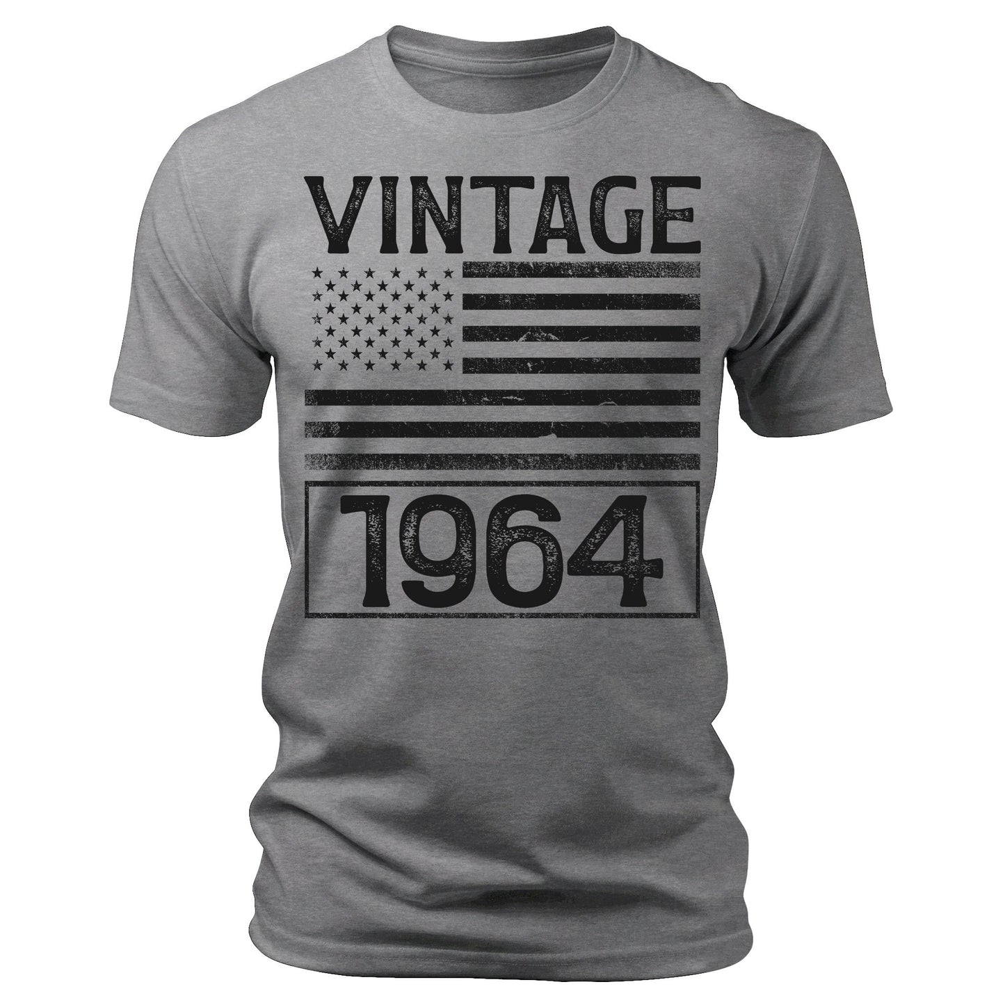 Men's Vintage 1964 60th Birthday Gifts 60 Years Old American Flag T-Shirts Patriotic Graphic Tees