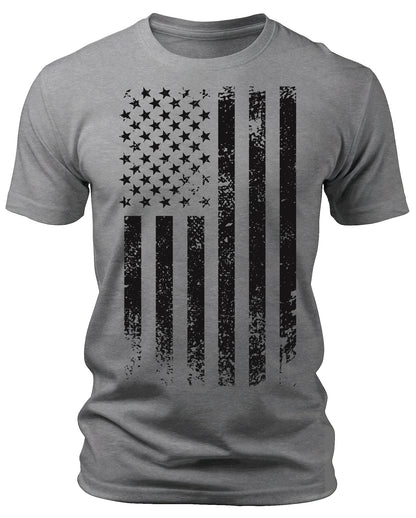 Men's Graphic T Shirts - Black Flag Patriotic Short Sleeve Crewneck Shirts