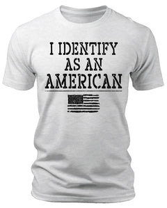 Men's I Identify As As American 4th Of July T-Shirts Patriotic Short Sleeve Crewneck Graphic Tees