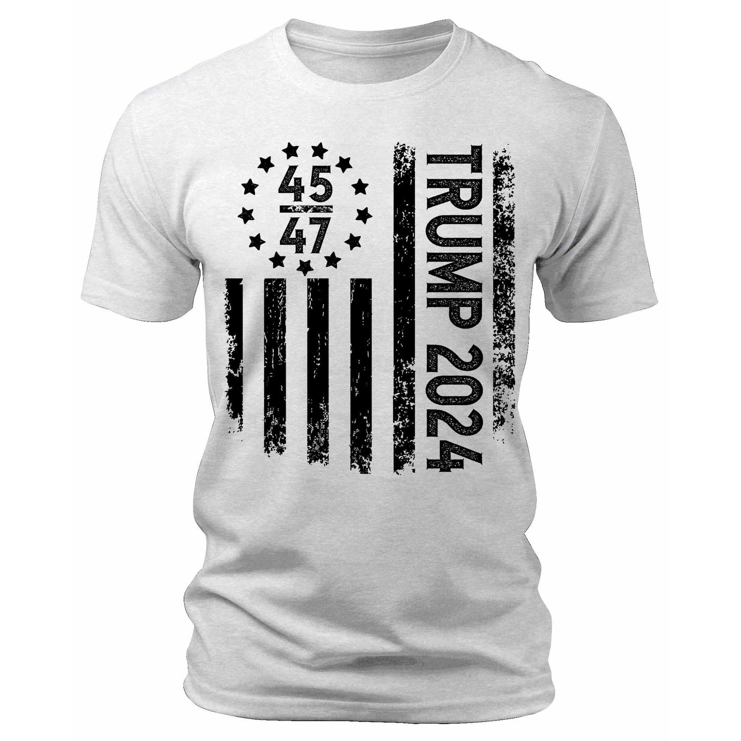 Men's Trump 2024 45 47 American Flag T-Shirts Patriotic Short Sleeve Crewneck Graphic Tees