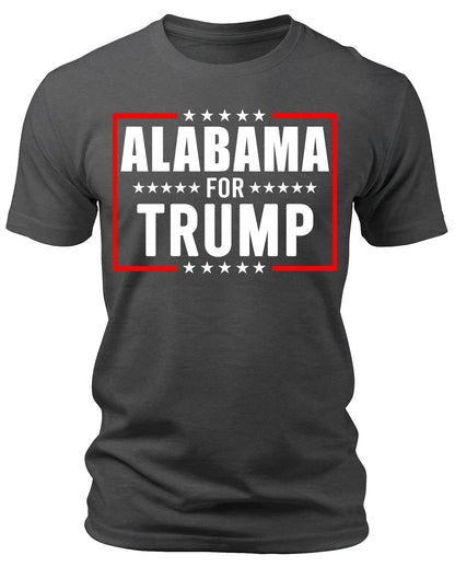 Men's Alabama for Trump 2024 T-Shirts Short Patriotic Sleeve Crewneck Graphic Tees